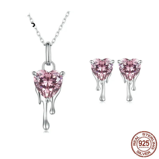 Pink Heart Jewelry Set