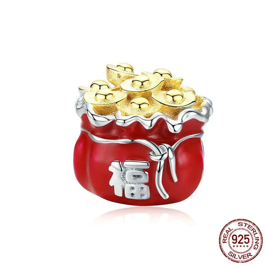 Red Bag Metal Beads Charm