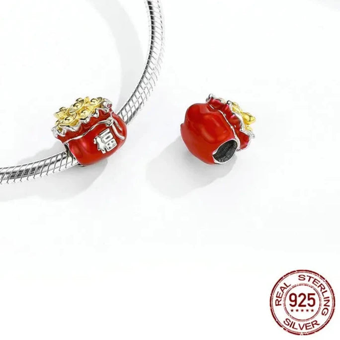 Red Bag Metal Beads Charm