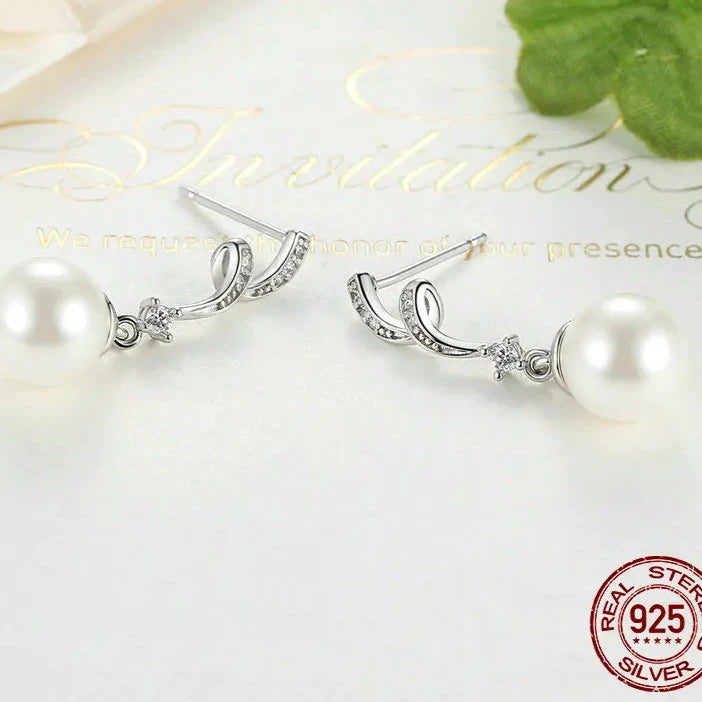 Pearl & Wave Drop Earrings