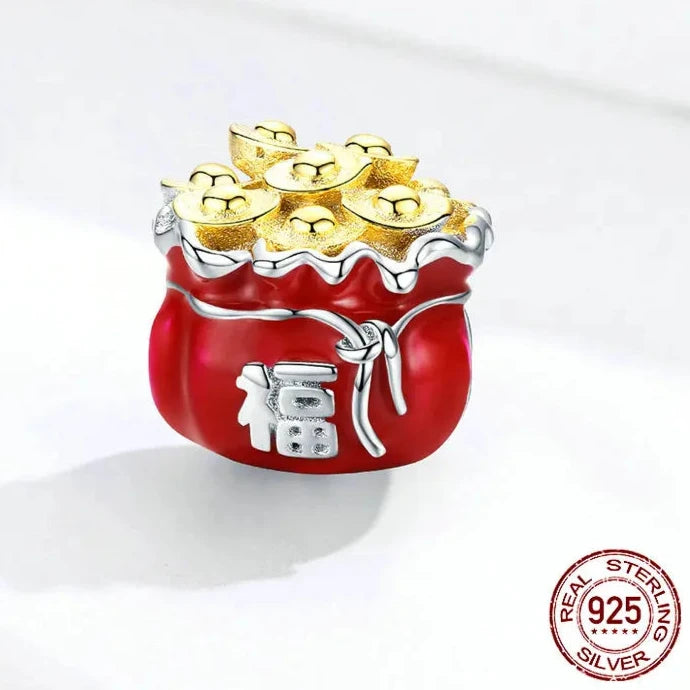 Red Bag Metal Beads Charm