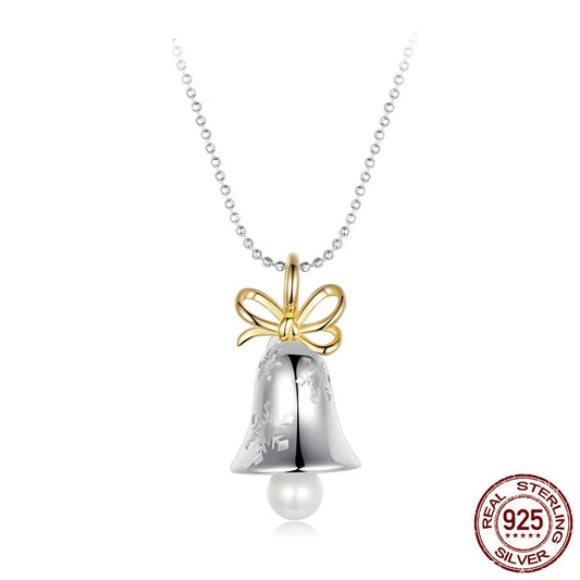 White Gold Plated Snowflake Bell Necklace