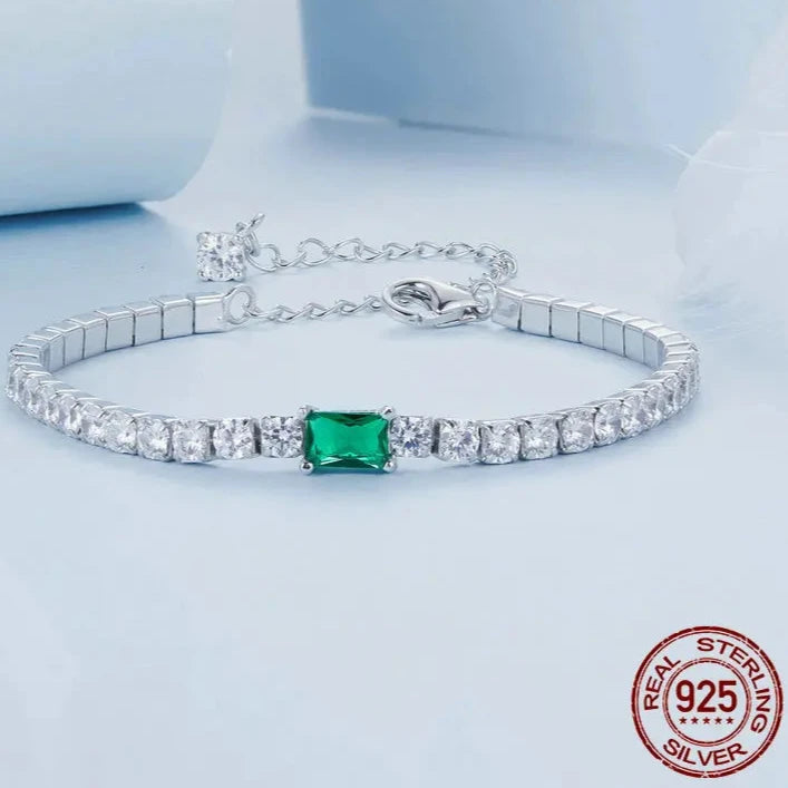 Green Cubic Zirconia Tennis Bracelet