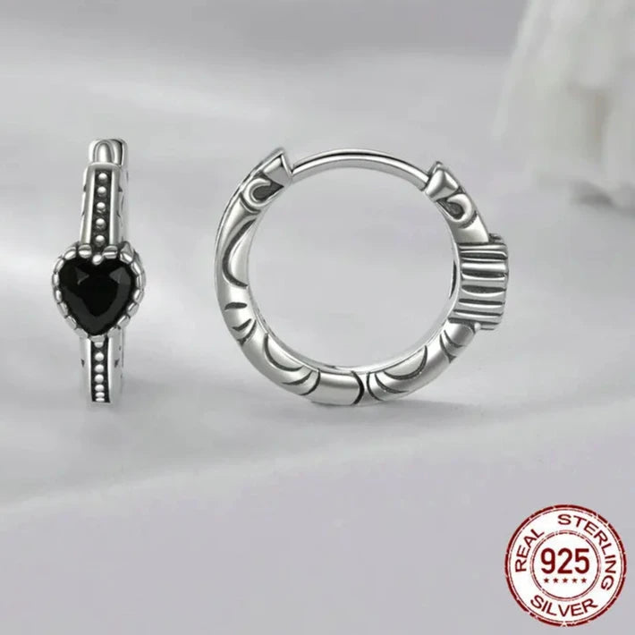 Nightfall Heart Hoop Earrings