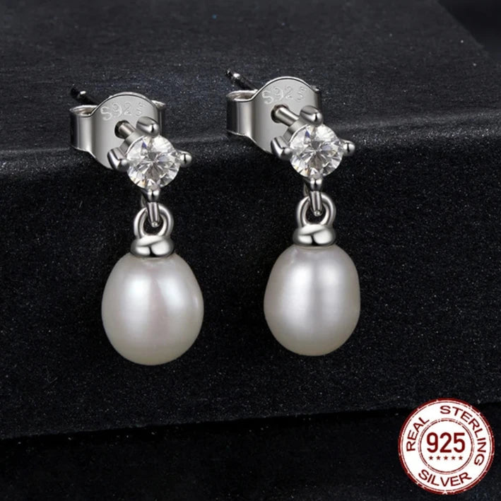 Moissanite Freshwater Pearl Earrings