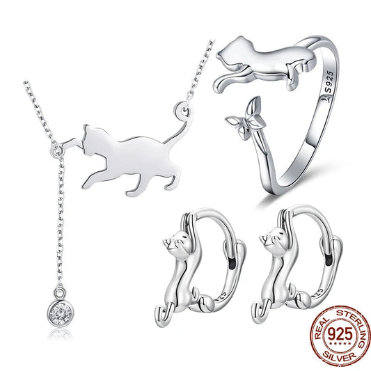 Cute Cat Jewelry Set