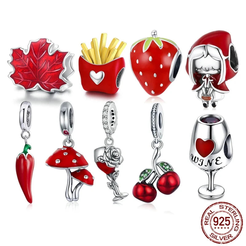 Red Enamel Cherry/Pepper/Mushroom Charm