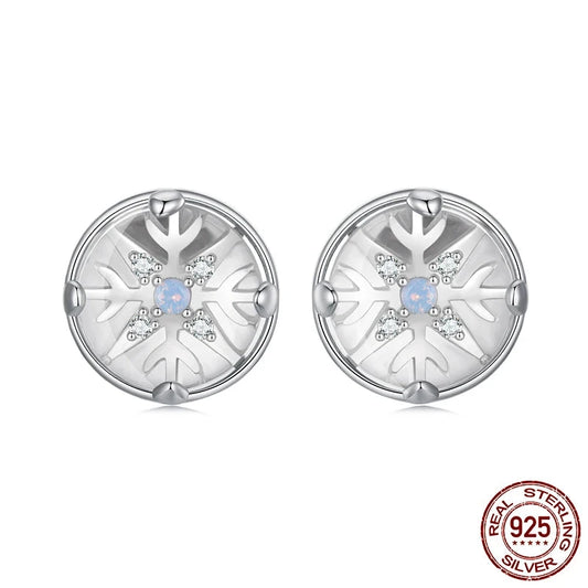 Crystal Ball Snowflake Stud Earrings