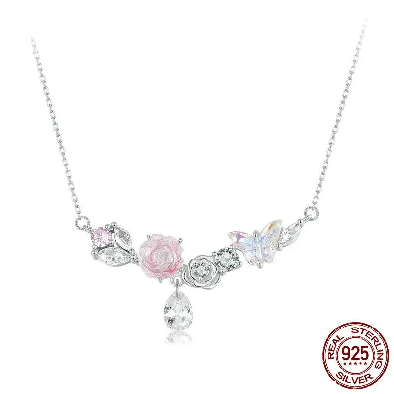 Romantic Flower Necklace Fantasy Butterfly Neck