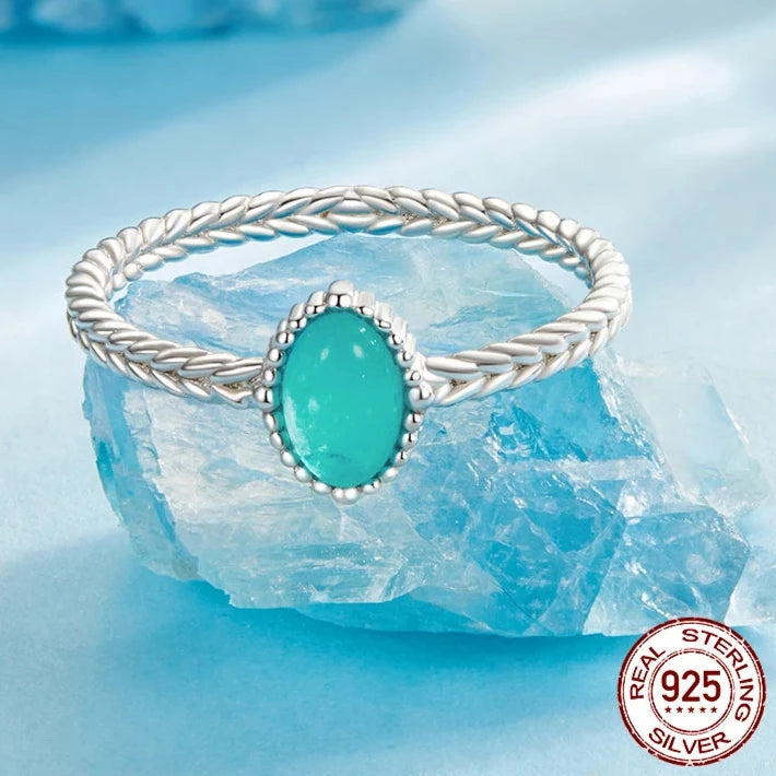 Amazonite/Agate Solitaire Ring