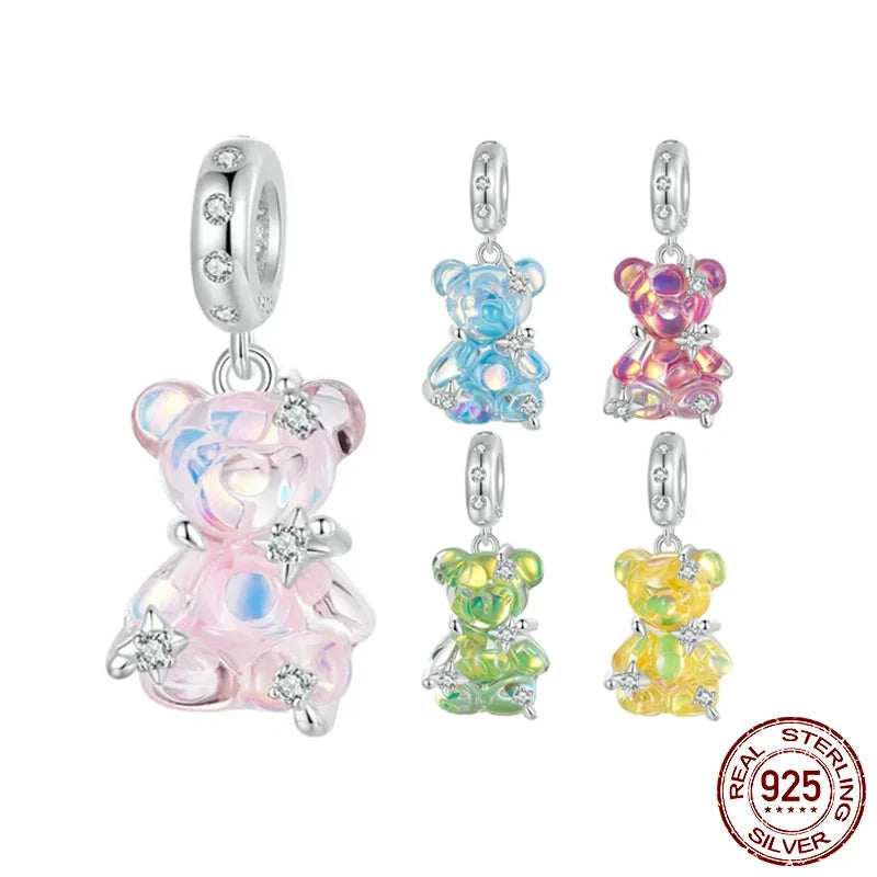 Dreamy Bear Inlaid Stars Charm