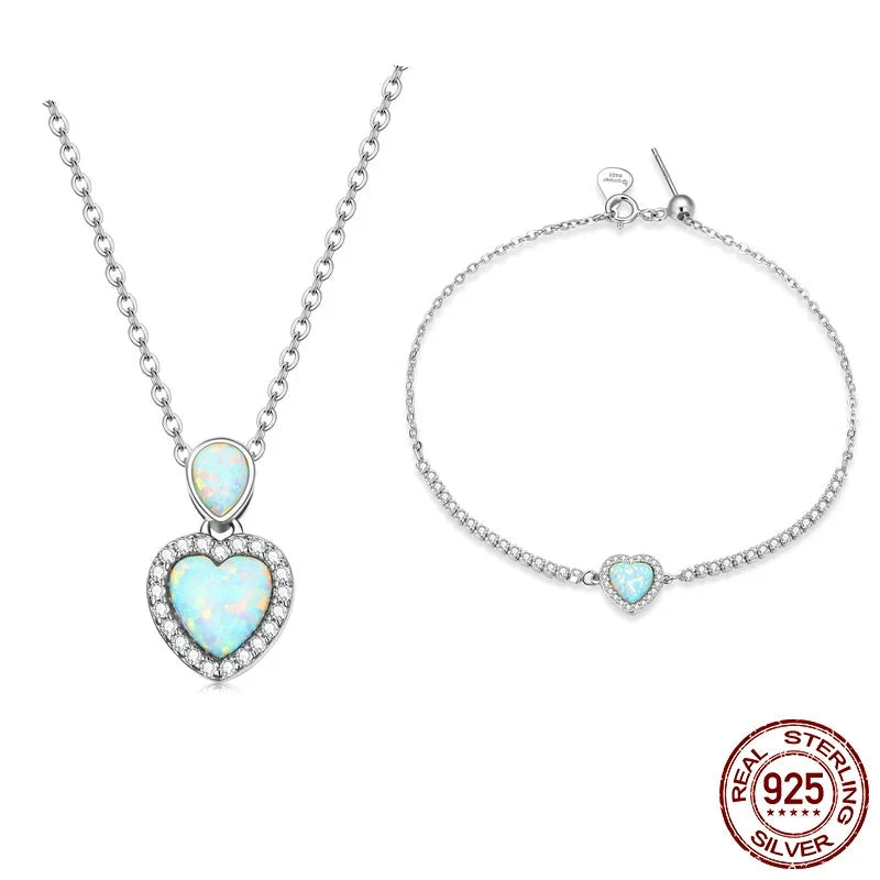 Opal Heart-Shaped Jewelry Set