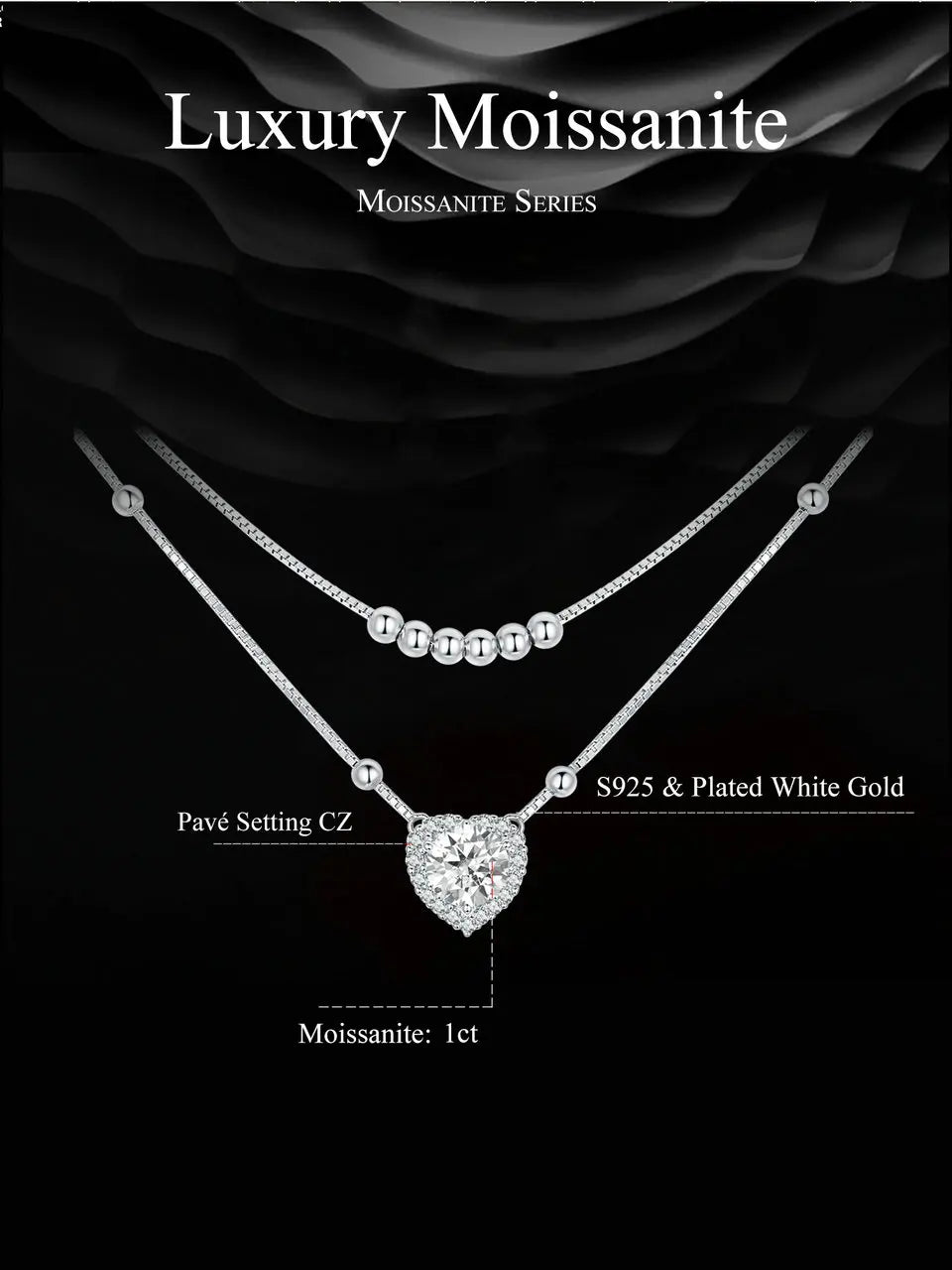 Halo Heart Moissanite Pendant Necklace