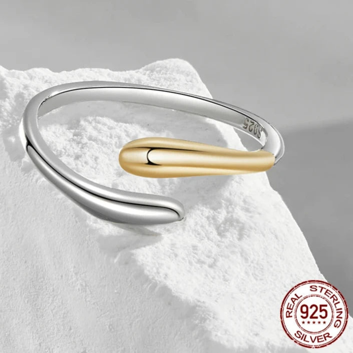 Two-Tone Waterdrop Open Adjustable Ring