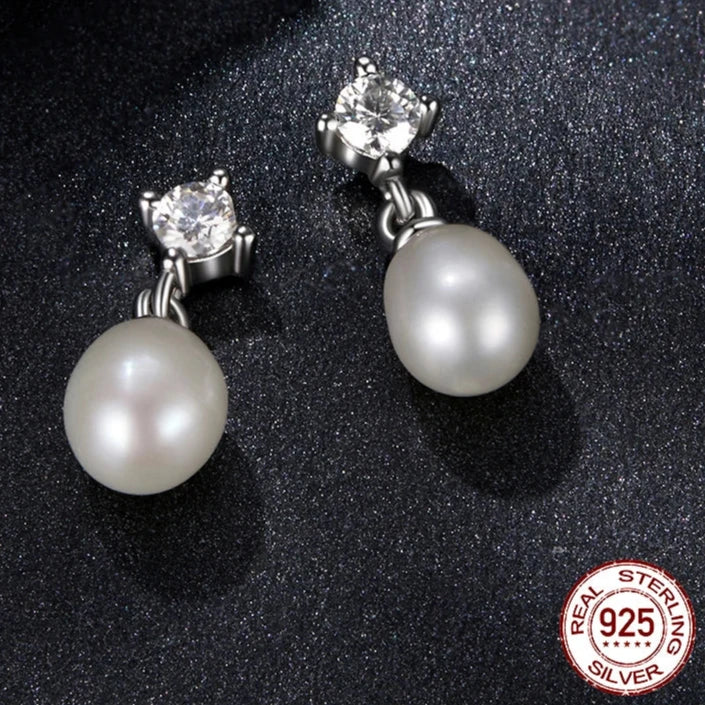 Moissanite Freshwater Pearl Earrings