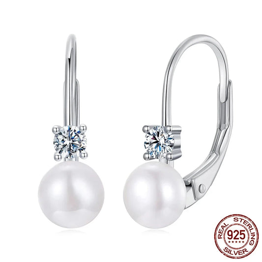 Moissanite Freshwater Pearl Earrings