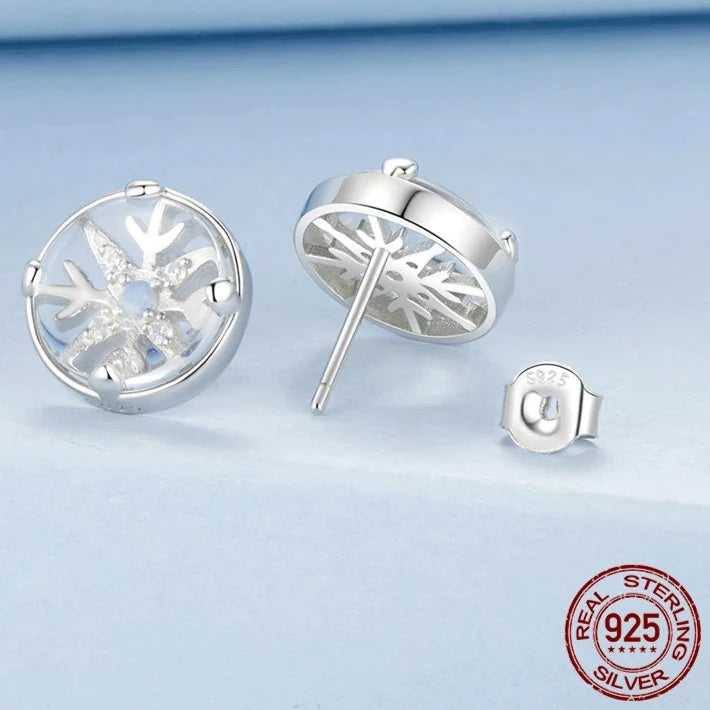 Crystal Ball Snowflake Stud Earrings