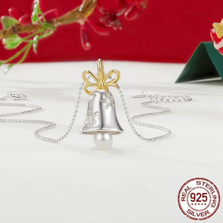 White Gold Plated Snowflake Bell Necklace