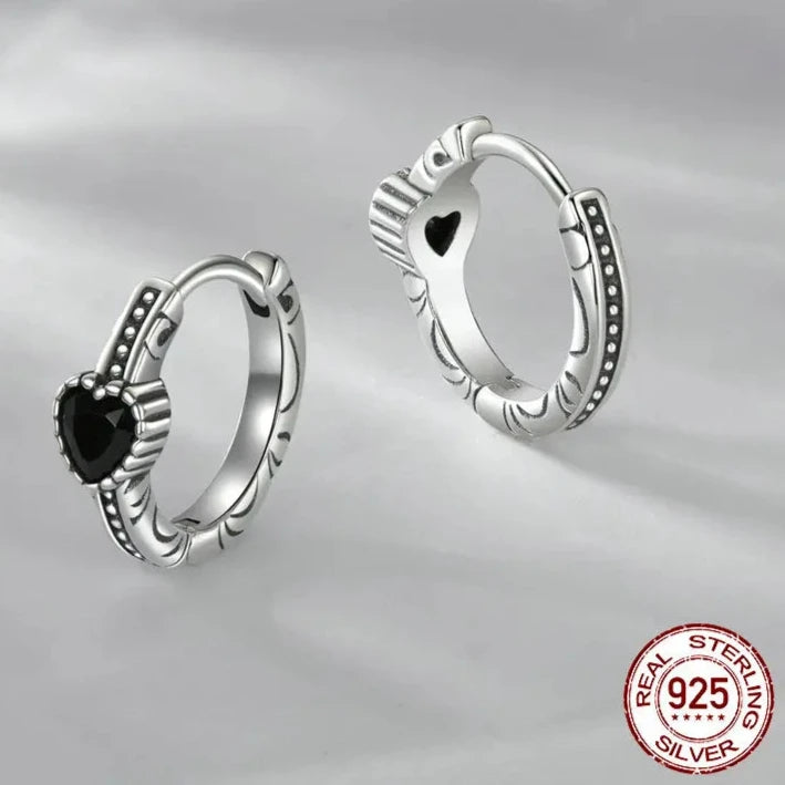 Nightfall Heart Hoop Earrings