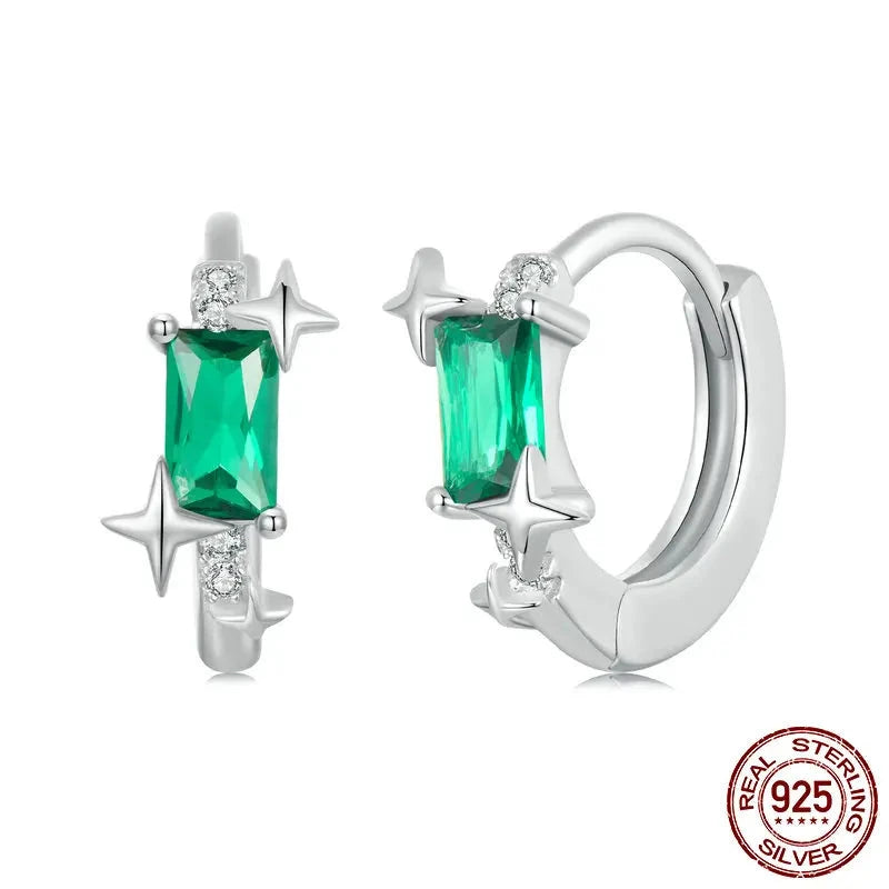 Emerald Green Star Earrings