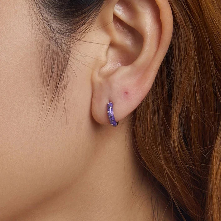 Cute Purple Heart Hoops Earrings