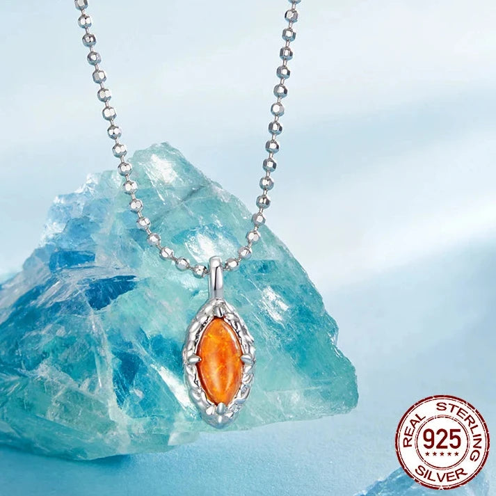 Dainty Flame Opal Necklace