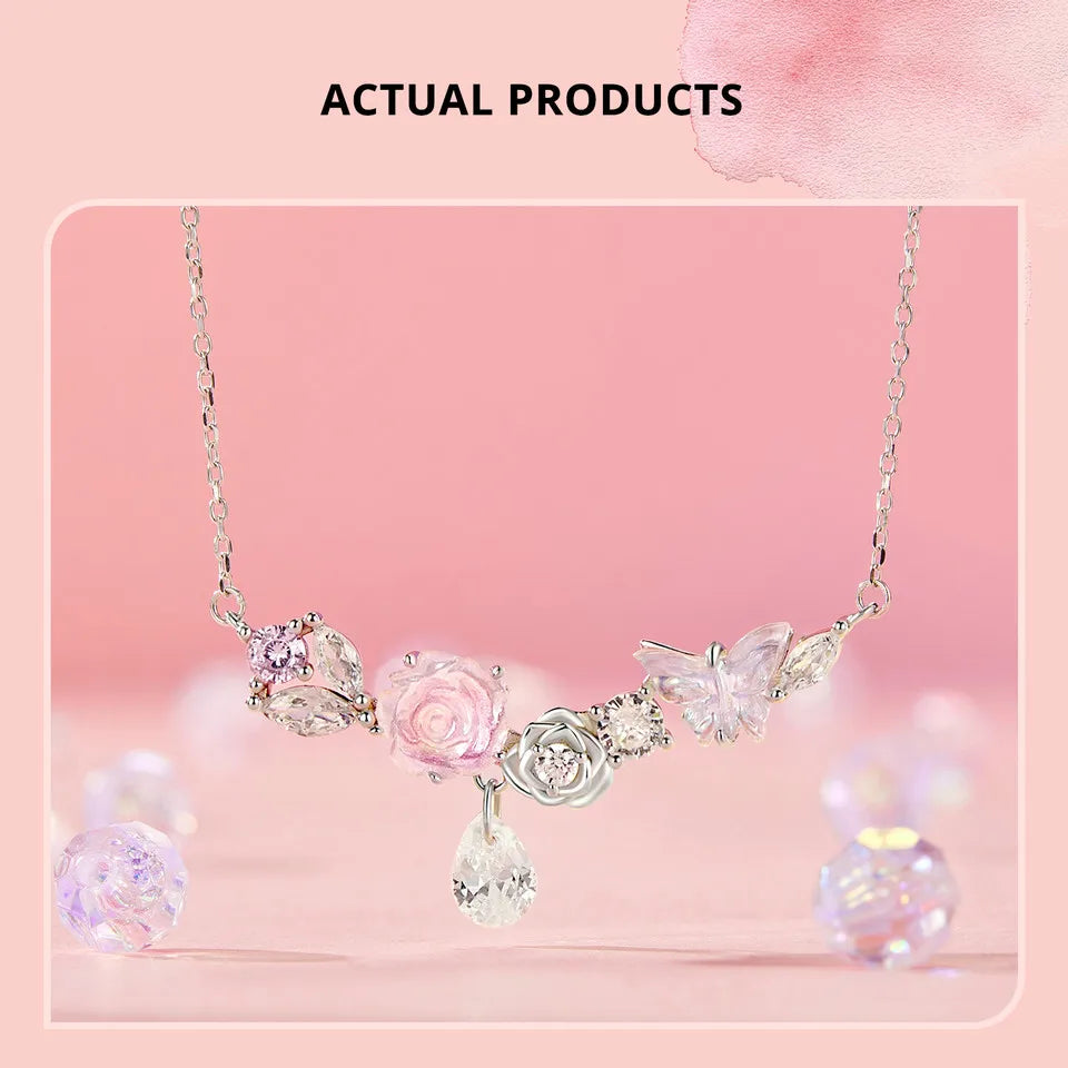 Romantic Flower Necklace Fantasy Butterfly Neck