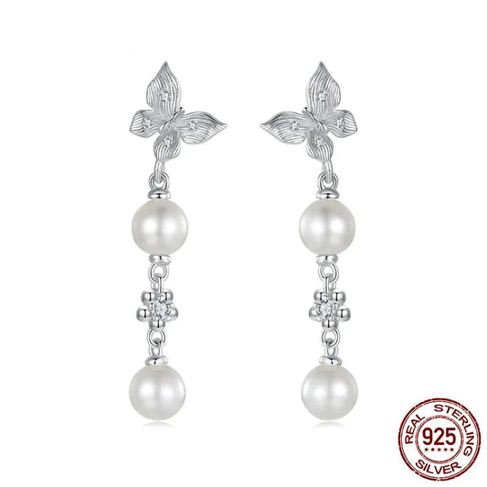 Pearl Butterfly Stud Earrings