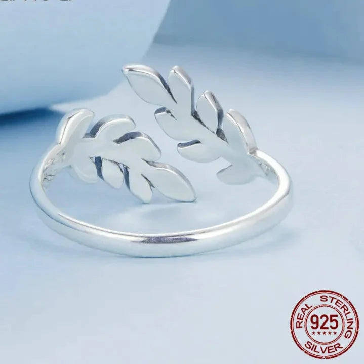 Marquise Shape Open Leaf Rings Olive Leaf