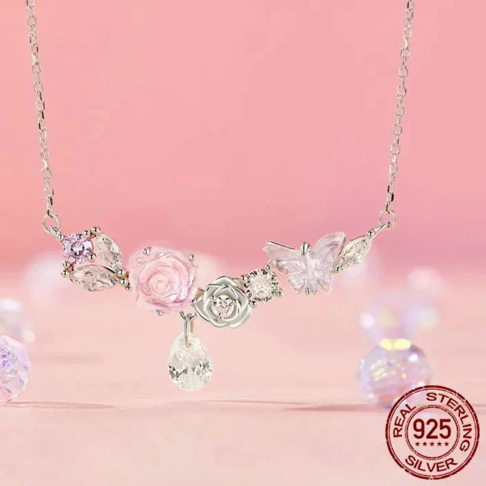 Romantic Flower Necklace Fantasy Butterfly Neck