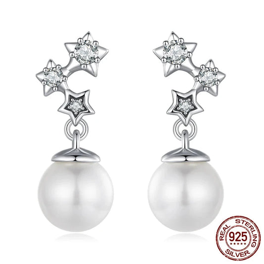 Star Faux Pearl Earrings