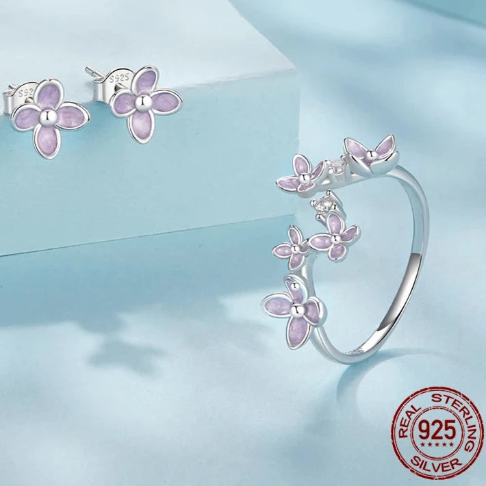 Lilac Flower Adjustable Ring