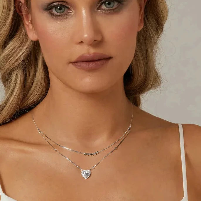 Halo Heart Moissanite Pendant Necklace