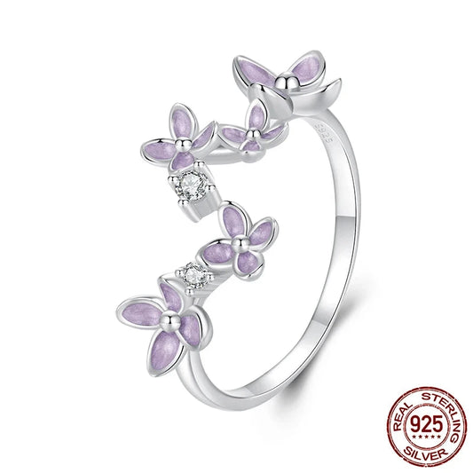 Lilac Flower Adjustable Ring