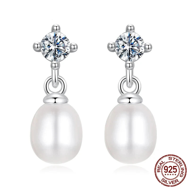 Moissanite Freshwater Pearl Earrings