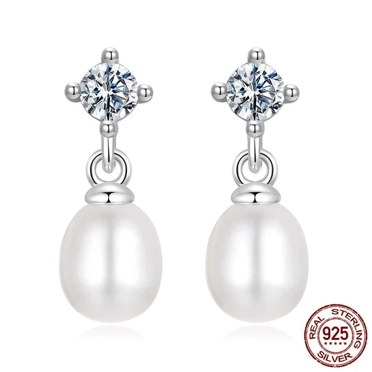 Moissanite Freshwater Pearl Earrings