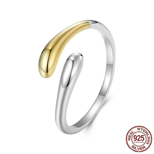 Two-Tone Waterdrop Open Adjustable Ring