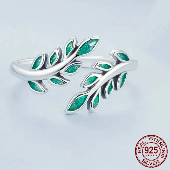 Marquise Shape Open Leaf Rings Olive Leaf