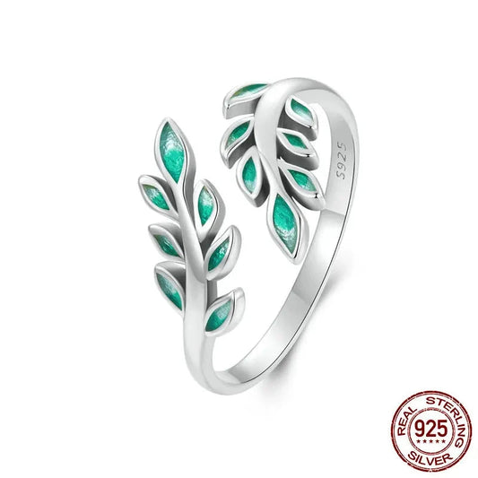 Marquise Shape Open Leaf Rings Olive Leaf