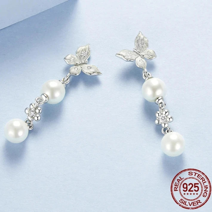 Pearl Butterfly Stud Earrings