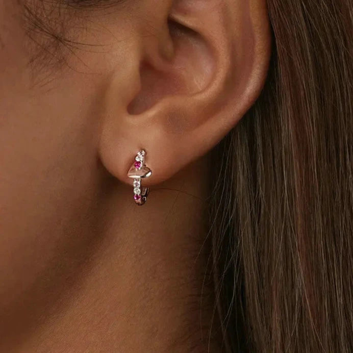 Heart Rainbow Hoop Earrings