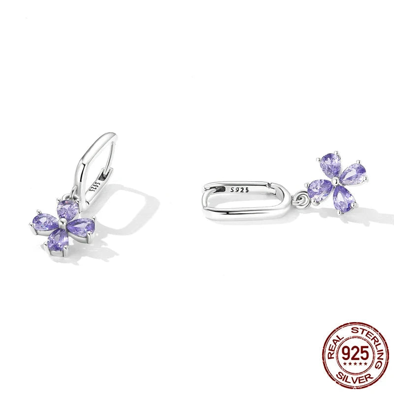 Purple Cross Earrings