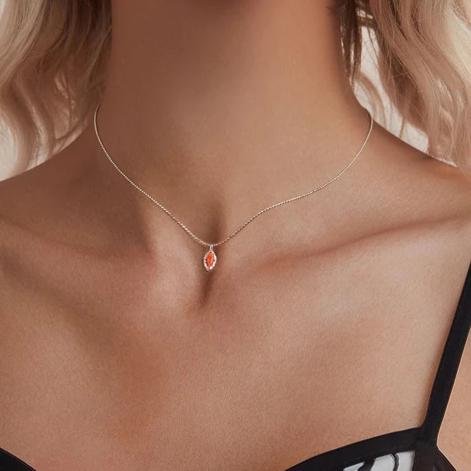 Dainty Flame Opal Necklace